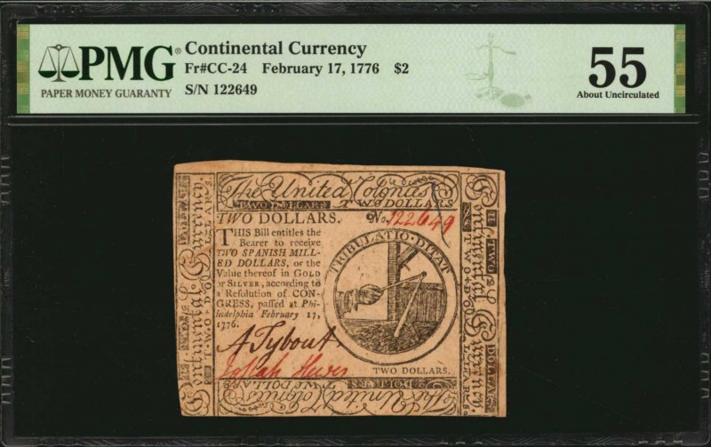 Continental Currency

CC-24. Continental Currency. February 17, 1776. $2. PMG ...