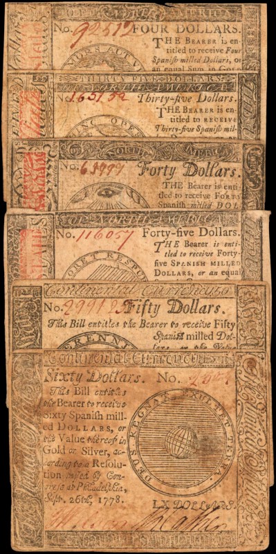Continental Currency

Lot of (6) CC-85, 86, 90, 94, 95 & 96. Continental Curre...