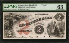 Connecticut

Litchfield, Connecticut. Litchfield Bank. 1857-59 $2. PMG Choice Uncirculated 63. Proof.

(Haxby CT210 Unlisted). 6 POCs. Black and w...