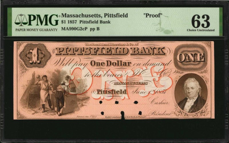 Massachusetts

Pittsfield, Massachusetts. Pittsfield Bank. 1857. $1. PMG Choic...