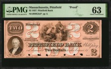 Massachusetts

Pittsfield, Massachusetts. Pittsfield Bank. 1857. $2. PMG Choice Uncirculated 63. Proof.

(MA-990 G6c) Bald, Cousland & Co., New Yo...