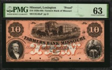 Missouri

Lexington, Missouri. Farmers Bank of Missouri. 1850s-60s. $10. PMG Choice Uncirculated 63. Proof.

(MO-15 G46a). Imprint of Bald, Cousla...