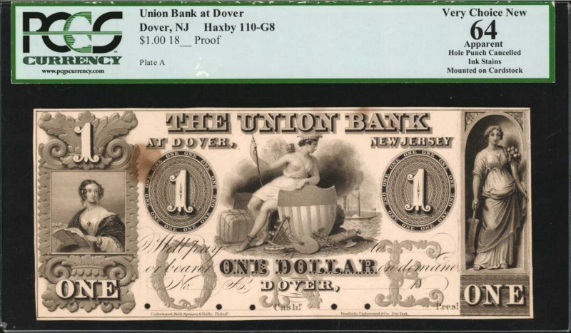New Jersey

Dover, New Jersey. Union Bank of Dover. 18xx Proof. $1. PCGS Curre...