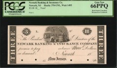 New Jersey

Newark, New Jersey. Newark Banking & Insurance Co. 18xx. $3. PCGS Currency Gem New 66 PPQ. Hole Punch Cancelled, Mounted on Cardstock.
...