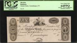 New York

Canandaigua, New York. Ontario Bank. 18xx $1. PCGS Currency Very Choice New 64 PPQ. Proof.

(NY-541 G70 SENC). Proof. Printed on India p...