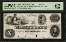New York

New York, New York. Marine Bank of the City of New York. 1850s. $10. PMG Uncirculated 62. Proof.

(NY-1710 G10a) Baldwin, Adams & Compan...