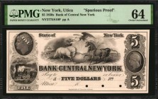 New York

Utica, New York. Bank of Central New York. 1850s. $5. PMG Choice Uncirculated 64. Spurious Proof.

(NY-2775 S10) Danforth, Bald & Co., N...