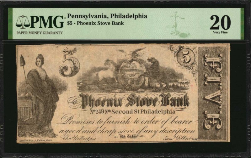 Pennsylvania

Philadelphia, Pennsylvania. Phoenix Stove Bank. ND. $5. PMG Very...