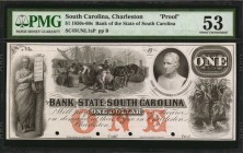 South Carolina

Charleston, South Carolina. Bank of the State of South Carolina. 1850s-60s $1. PMG About Uncirculated 53. Proof.

(SC-45 UNL). Pla...