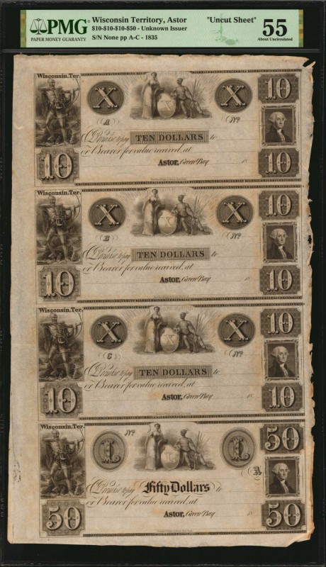 Wisconsin

Astor, Wisconsin Territory. Unknown Issuer. 1835. $10-$10-$10-$50. ...