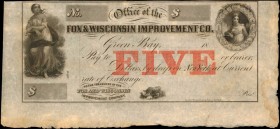 Wisconsin

Green Bay, Wisconsin. Fox & Wisconsin Improvement Co. 18xx. $5. Extremely Fine. Remainder.

Imprint of Rawdon, Wright, Hatch, & Edson, ...