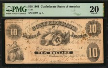 Confederate Currency

T-10. Confederate Currency. 1861 $10. PMG Very Fine 20.

Any T-10 note in a comment-free holder and displaying good margins ...
