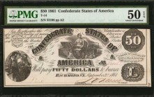 Confederate Currency

T-14. Confederate Currency. 1861 $50. PMG About Uncirculated 50 EPQ.

Gigantic margins and deeply printed devices give this ...