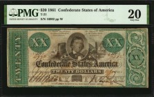 Confederate Currency

T-21. Confederate Currency. 1861 $20. PMG Very Fine 20.

An exceptionally colorful example of this Confederate type that has...