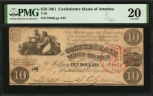 Confederate Currency

T-28. Confederate Currency. 1861 $10. PMG Very Fine 20.

Circular red Trans-Mississippi stamp. PMG comments Cancellation Rep...
