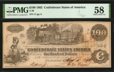 Confederate Currency

T-39. Confederate Currency. 1862 $100. PMG Choice About Uncirculated 58. Low Serial Number.

No. 11, plate. This train note ...