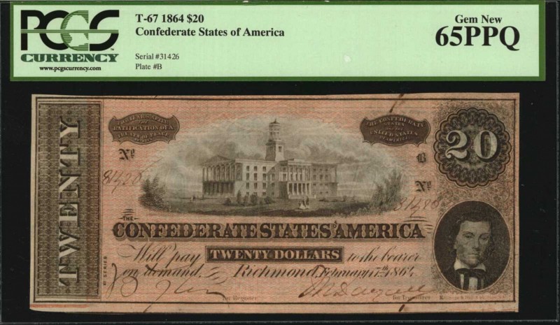 Confederate Currency

T-67. Confederate Currency. 1864 $20. PCGS Currency Gem ...