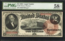 Legal Tender Notes

Fr. 52. 1880 $2 Legal Tender Note. PMG Choice About Uncirculated 58 EPQ.

This 1880 Jefferson Deuce exhibits good detail & col...