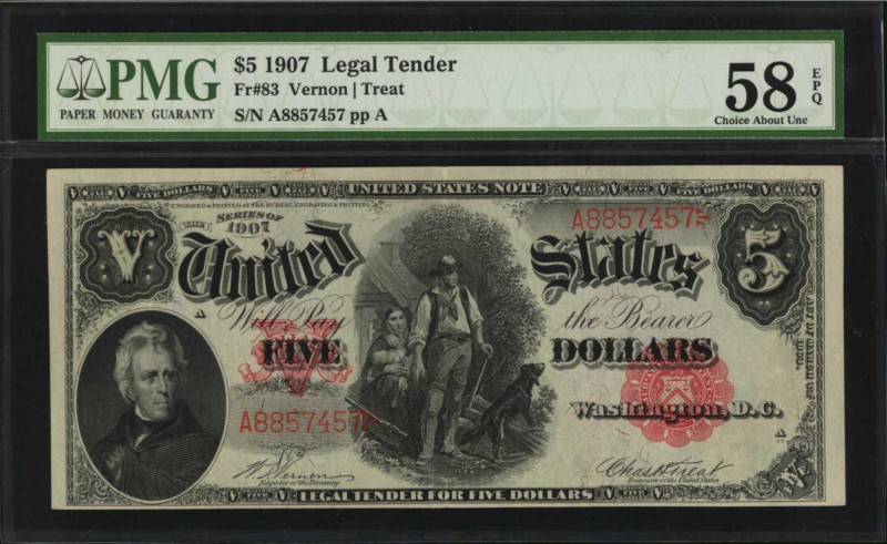 Legal Tender Notes

Fr. 83. 1907 $5 Legal Tender Note. PMG Choice About Uncirc...