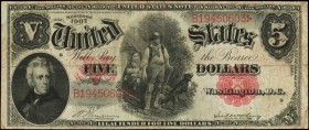 Legal Tender Notes

Fr. 84. 1907 $5 Legal Tender Note. Fine.

This $5 woodchopper is bordering on Fine/Very Fine condition, and displays just hone...