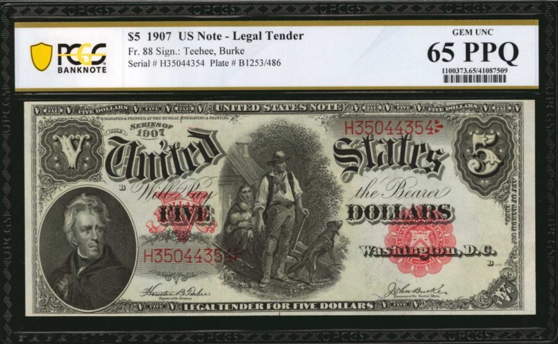 Legal Tender Notes

Fr. 88. 1907 $5 Legal Tender Note. PCGS Banknote Gem Uncir...