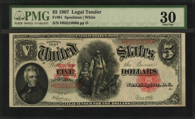 Legal Tender Notes

Fr. 91. 1907 $5 Legal Tender Note. PMG Very Fine 30.

Mo...