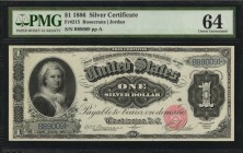 Silver Certificates

Fr. 215. 1886 $1 Silver Certificate. PMG Choice Uncirculated 64.

An exceptionally attractive example of this Martha Washingt...