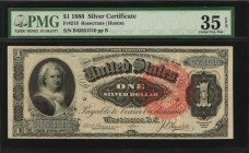 Silver Certificates

Fr. 218. 1886 $1 Silver Certificate. PMG Choice Very Fine 35 EPQ.

Bright paper and a large red spiked seal are found on this...