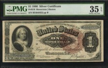 Silver Certificates

Fr. 219. 1886 $1 Silver Certificate. PMG Choice Very Fine 35 EPQ.

A mid-grade example of this 1886 Martha, which has attaine...