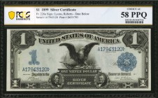Silver Certificates

Fr. 226a. 1899 $1 Silver Certificate. PCGS Banknote Choice About Uncirculated 58 PPQ.

A bright example of this Choice About ...