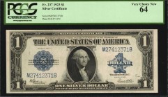 Silver Certificates

Fr. 237. 1923 $1 Silver Certificate. PCGS Currency Very Choice New 64.

A nearly-Gem offering of this 1923 $1 Silver Certific...
