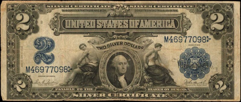 Silver Certificates

Fr. 255. 1899 $2 Silver Certificate. Fine.

A Fine exam...