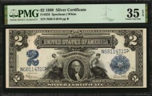 Silver Certificates

Fr. 258. 1899 $2 Silver Certificate. PMG Choice Very Fine 35 EPQ.

This pretty mid-grade Silver Certificate is found with PMG...