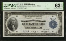 Federal Reserve Bank Notes

Fr. 708. 1918 $1 Federal Reserve Bank Note. Boston. PMG Choice Uncirculated 63 EPQ. Low Serial Number.

Bright and ful...