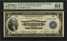 Federal Reserve Bank Notes

Fr. 723. 1918 $1 Federal Reserve Bank Note. Atlanta. PMG Choice Uncirculated 64 EPQ.

A nearly Gem offering of this At...