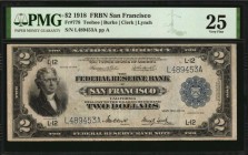 Federal Reserve Bank Notes

Fr. 778. 1918 $2 Federal Reserve Bank Note. San Francisco. PMG Very Fine 25.

A popular Battleship FRBN from the San F...