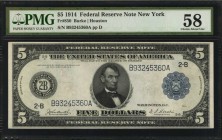 Federal Reserve Notes

Fr. 850. 1914 $5 Federal Reserve Note. New York. PMG Choice About Uncirculated 58.

This New York $5 FRN offers good appeal...