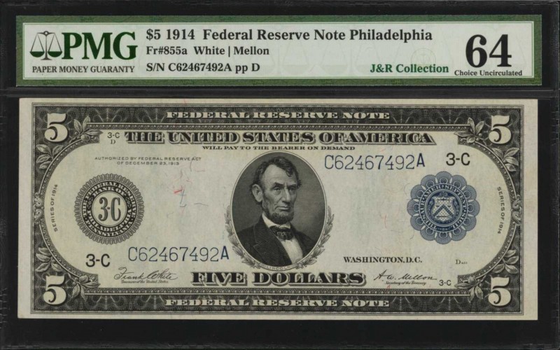 Federal Reserve Notes

Fr. 855a. 1914 $5 Federal Reserve Note. Philadelphia. P...