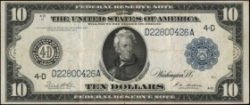 Federal Reserve Notes

Fr. 919a. 1914 $10 Federal Reserve Note. Cleveland. Choice Very Fine.

A Choice Very Fine example of this "a" variety $10 f...