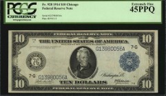 Federal Reserve Notes

Fr. 928. 1914 $10 Federal Reserve Note. Chicago. PCGS Currency Extremely Fine 45 PPQ.

A mid-grade example of this Chicago ...