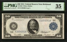 Federal Reserve Notes

Fr. 1043. 1914 $50 Federal Reserve Note. Richmond. PMG Choice Very Fine 35.

A nice mid grade offering of this Richmond $50...