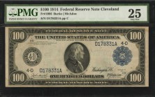Federal Reserve Notes

Fr. 1096. 1914 $100 Federal Reserve Note. Cleveland. PMG Very Fine 25.

Trivial amount of staining is noticed, on this othe...