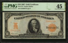 Gold Certificates

Fr. 1172. 1907 $10 Gold Certificate. PMG Choice Extremely Fine 45.

A Choice Extremely Fine offering of this $10 1907 Gold Cert...