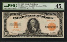 Gold Certificates

Fr. 1173am. 1922 $10 Gold Certificate Mule Note. PMG Choice Extremely Fine 45.

Small serial number variety. John Burke back pl...