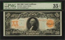 Gold Certificates

Fr. 1186. 1906 $20 Gold Certificate. PMG Choice Very Fine 35 EPQ.

This note offers exceptional appeal, with the attractiveness...