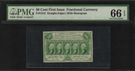 First Issue

Fr. 1312. 50 Cent. First Issue. PMG Gem Uncirculated 66 EPQ.

Straight edges. With monogram. One of the finest examples PMG has grade...