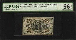 Third Issue

Fr. 1255. 10 Cent. Third Issue. PMG Gem Uncirculated 66 EPQ.

Green back. Seen with bright paper and good detail.

Estimate: $ 200 ...