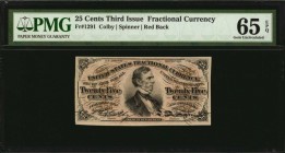 Third Issue

Fr. 1291. 25 Cent. Third Issue. PMG Gem Uncirculated 65 EPQ.

Strong bronzing, and excellent ink tones are seen on this popular PMG G...