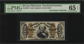 Third Issue

Fr. 1339. 50 Cent. Third Issue. PMG Gem Uncirculated 65 EPQ.

Green back. Bright paper, good detail and attractive embossing stand ou...