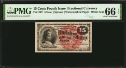 Fourth Issue

Lot of (2) Fr. 1267. 15 Cents. Fourth Issue. PMG Gem Uncirculated 66 EPQ & PCGS Currency Gem New 65.

A very attractive pair of this...